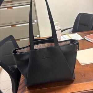 Laptop Tote for Women - 15.6 Inch Faux Leather Laptop Bag with Clutch, Large Cap